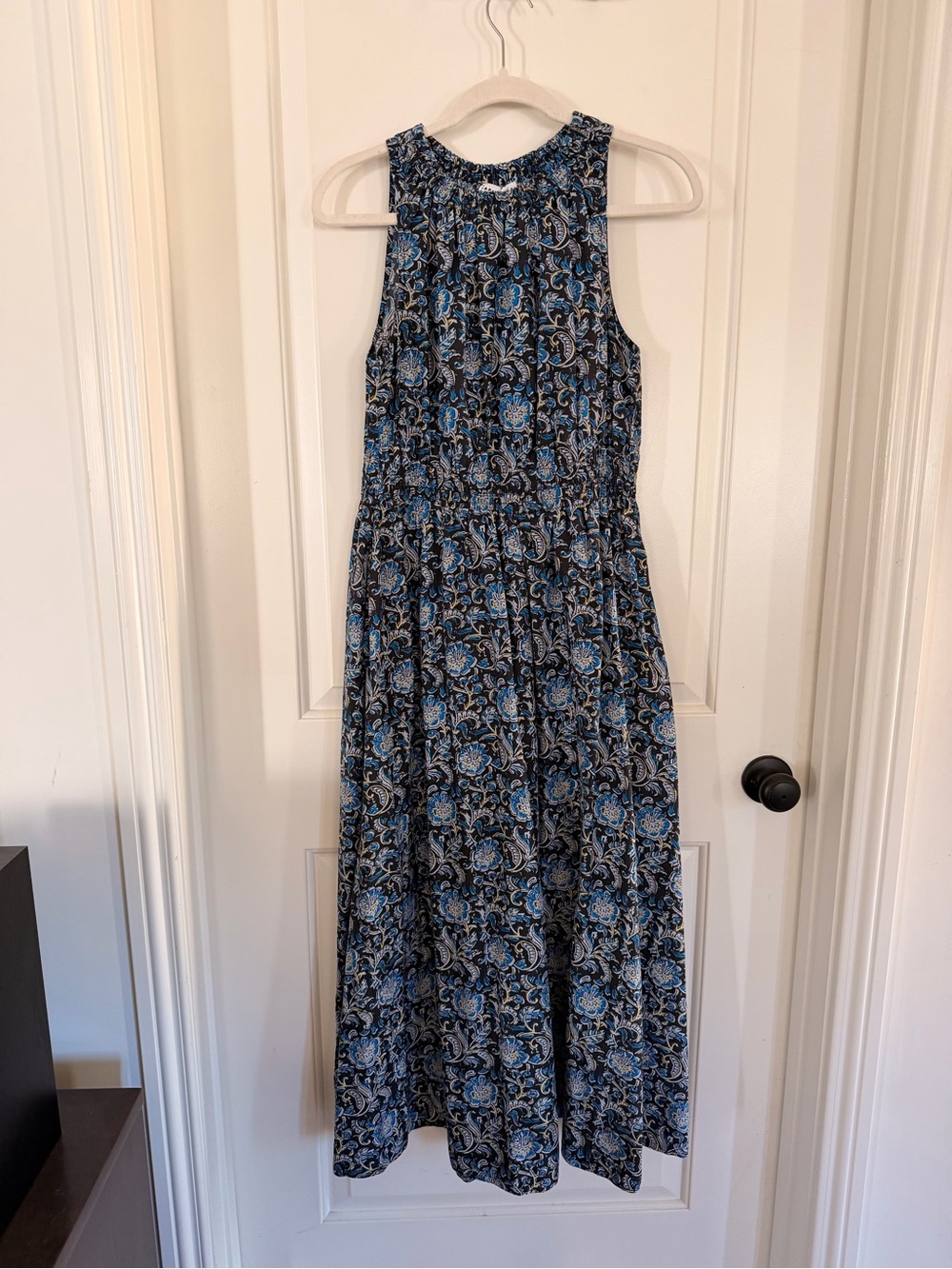 Apiece Apart Blue and Black Paisley Print Maxi Dress
